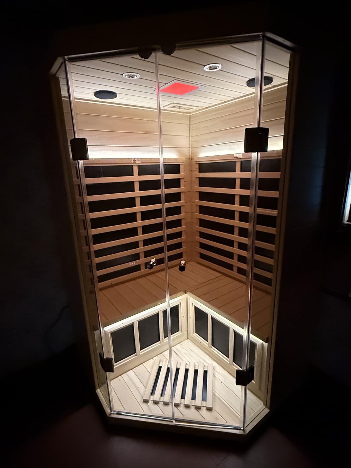 Smart Indoor Home Sauna 0-5mG Ultra Low Emf Far Infrared Sauna 2-3 Person, 1520w Hemlock Wooden Saunas Room with APP & LCD Control Panel, Bluetooth Speaker, Chromotherapy Lights, Thermal Cover customer photo 2