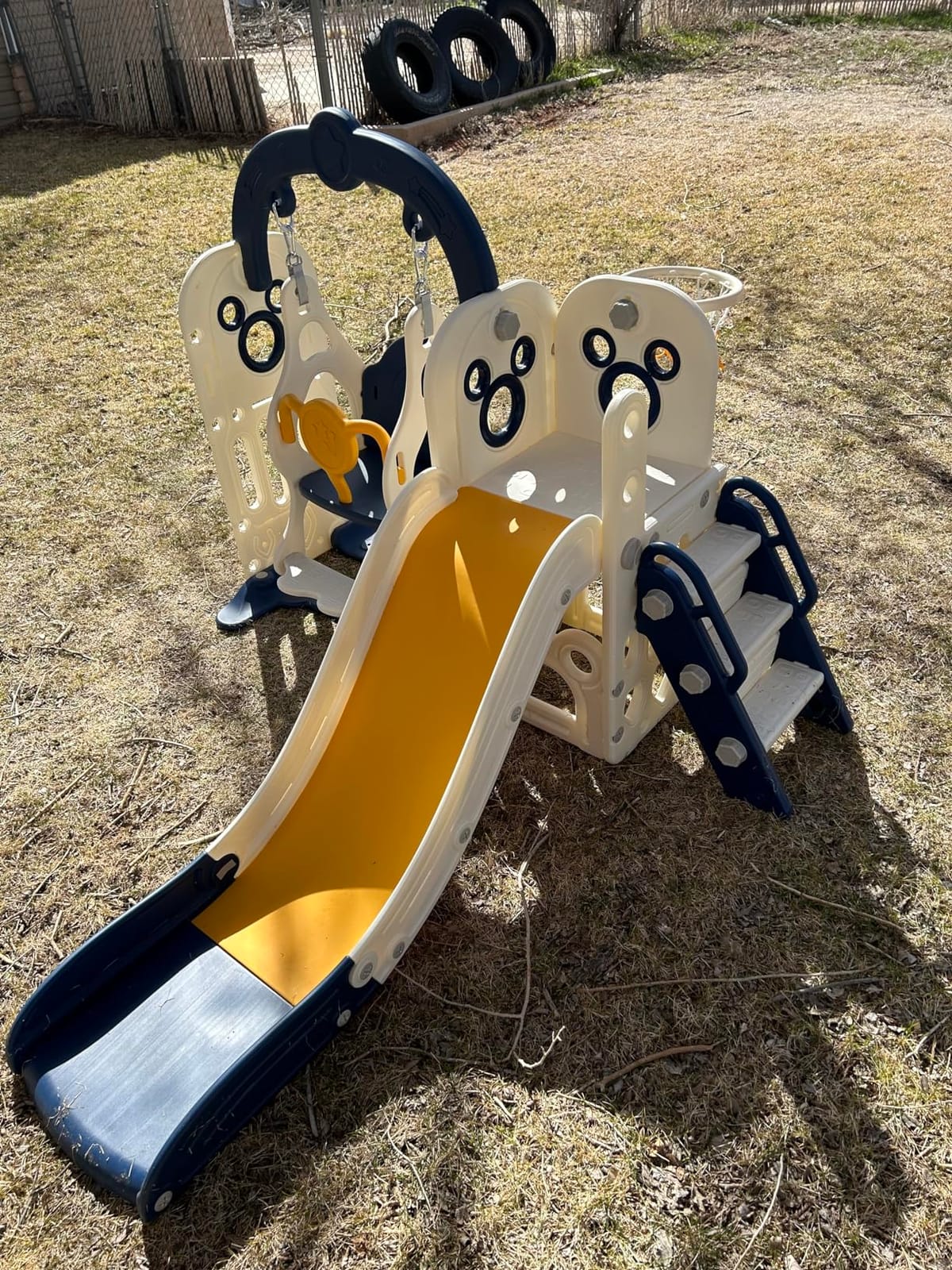 7 in 1 Toddler Slide and Swing Set, Kids Climber Playset w/Basketball&Hoop customer photo 1