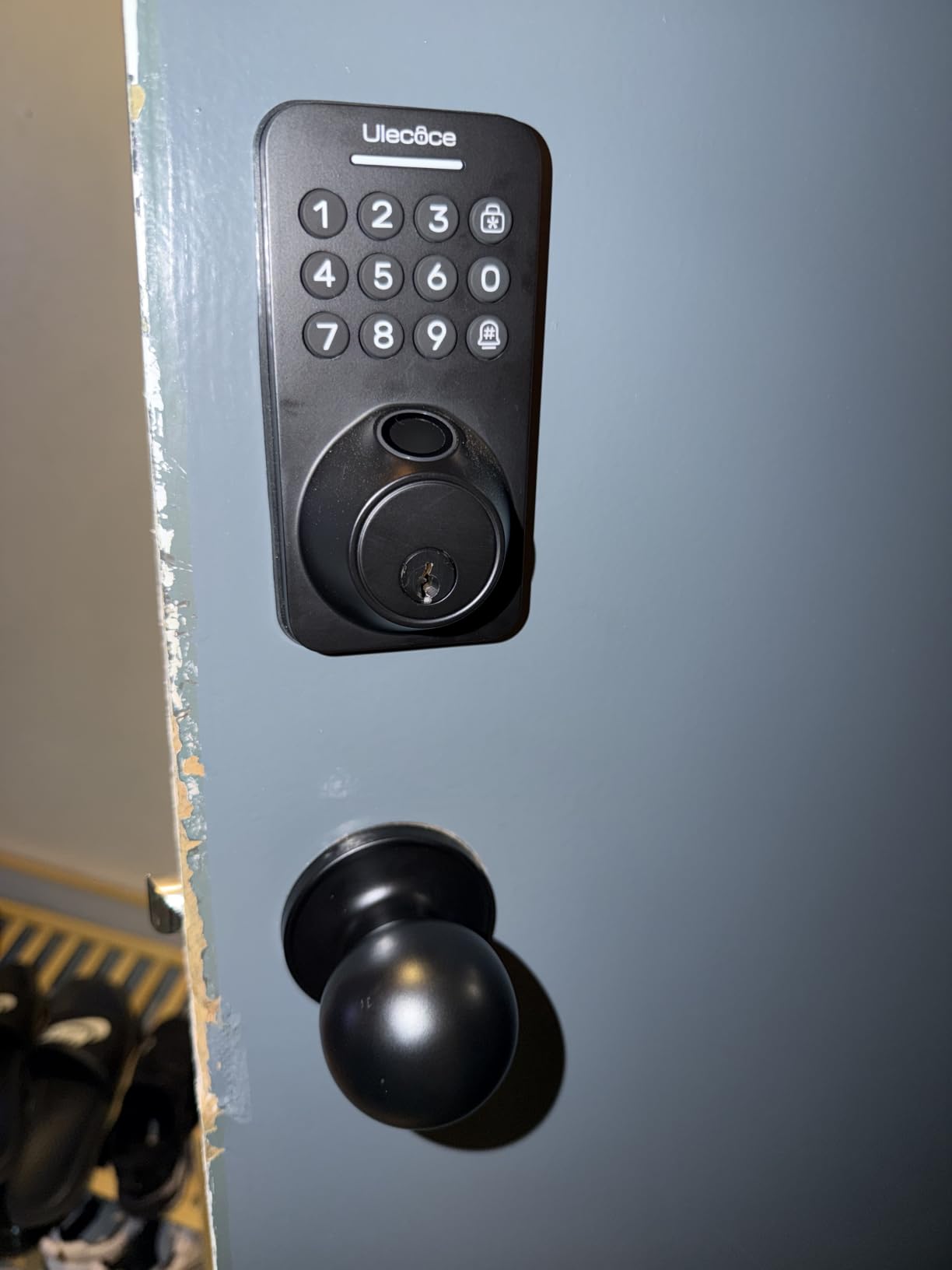 Ulecoce Fingerprint Keypad Deadbolt with Knob Set, Keyless Entry Door Lock with App Control, Door Locks for Front Door, Auto Lock&One-Touch Lock, 100+ User Codes&5 Keys, Easy Installation, Matte Black customer photo 2