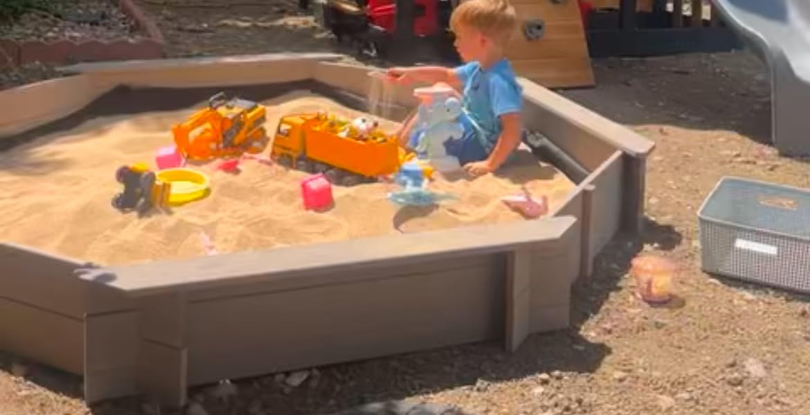 Best Choice Products Large Wooden Octagon Sandbox w/Lid for Kids, Brown customer photo 2