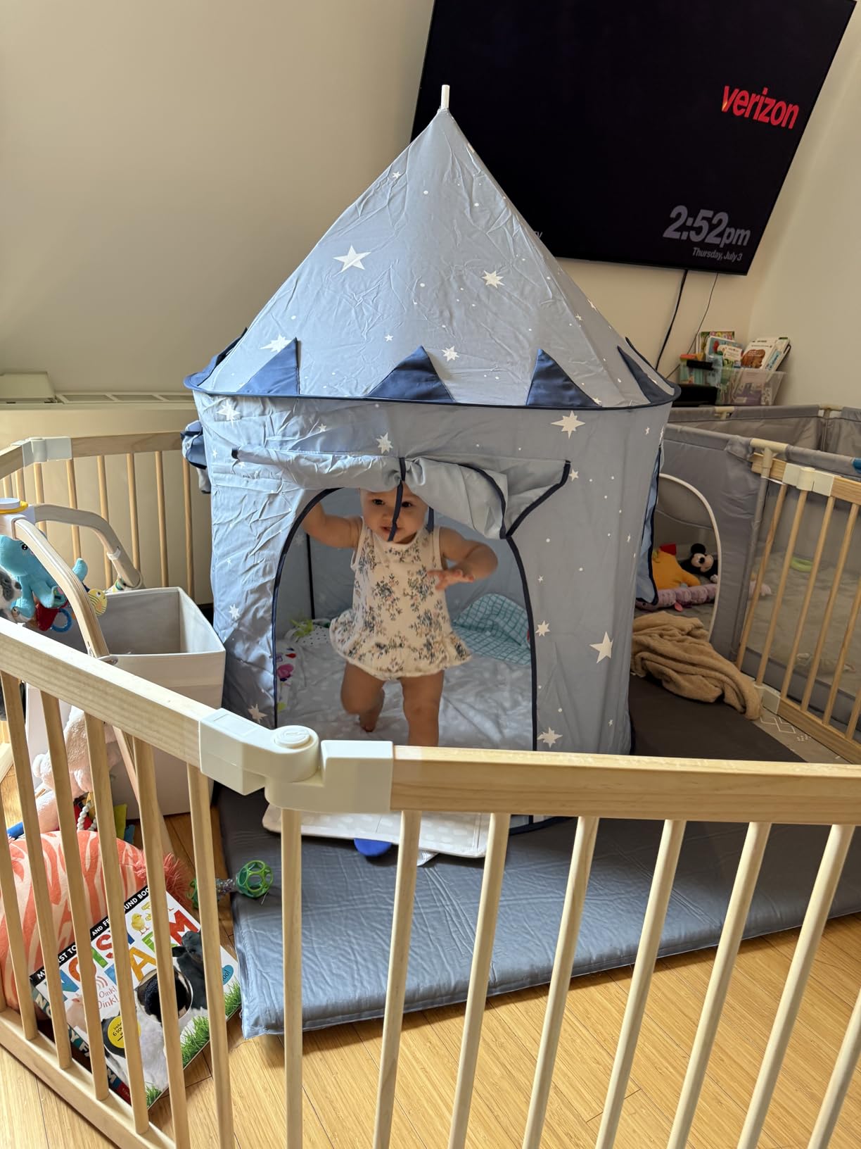 Tiny Land Kids Play Tent, Blue Castle Pop Up Tent for Toddlers Indoor customer photo 2