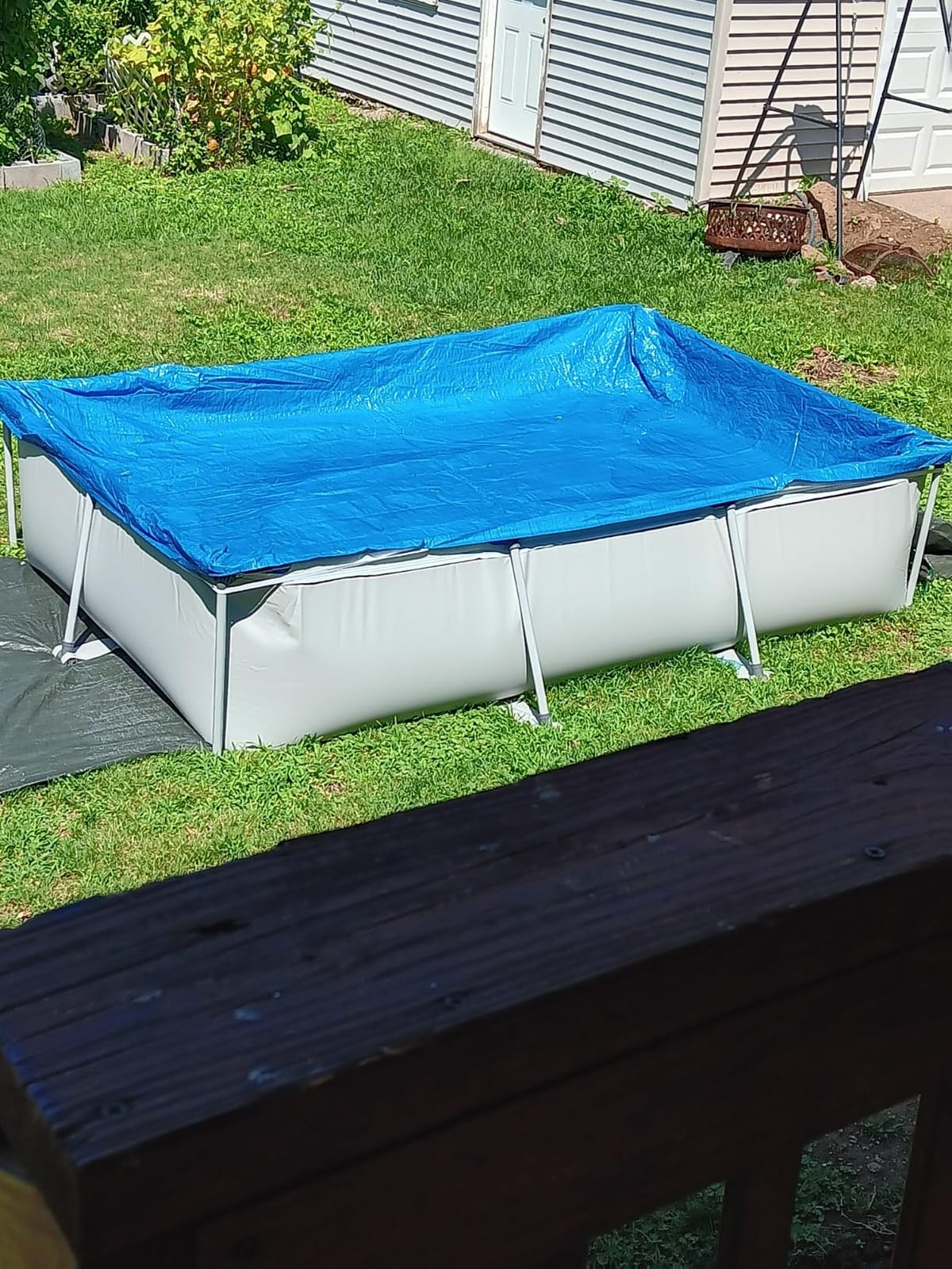 DIMAR GARDEN Above Ground Swimming Pool for Adults, Outdoor Rectangular Steel Frame Swimming Pool for Backyard Lawn Family, 7.5ft x 5.2ft x 16.5in customer photo 1