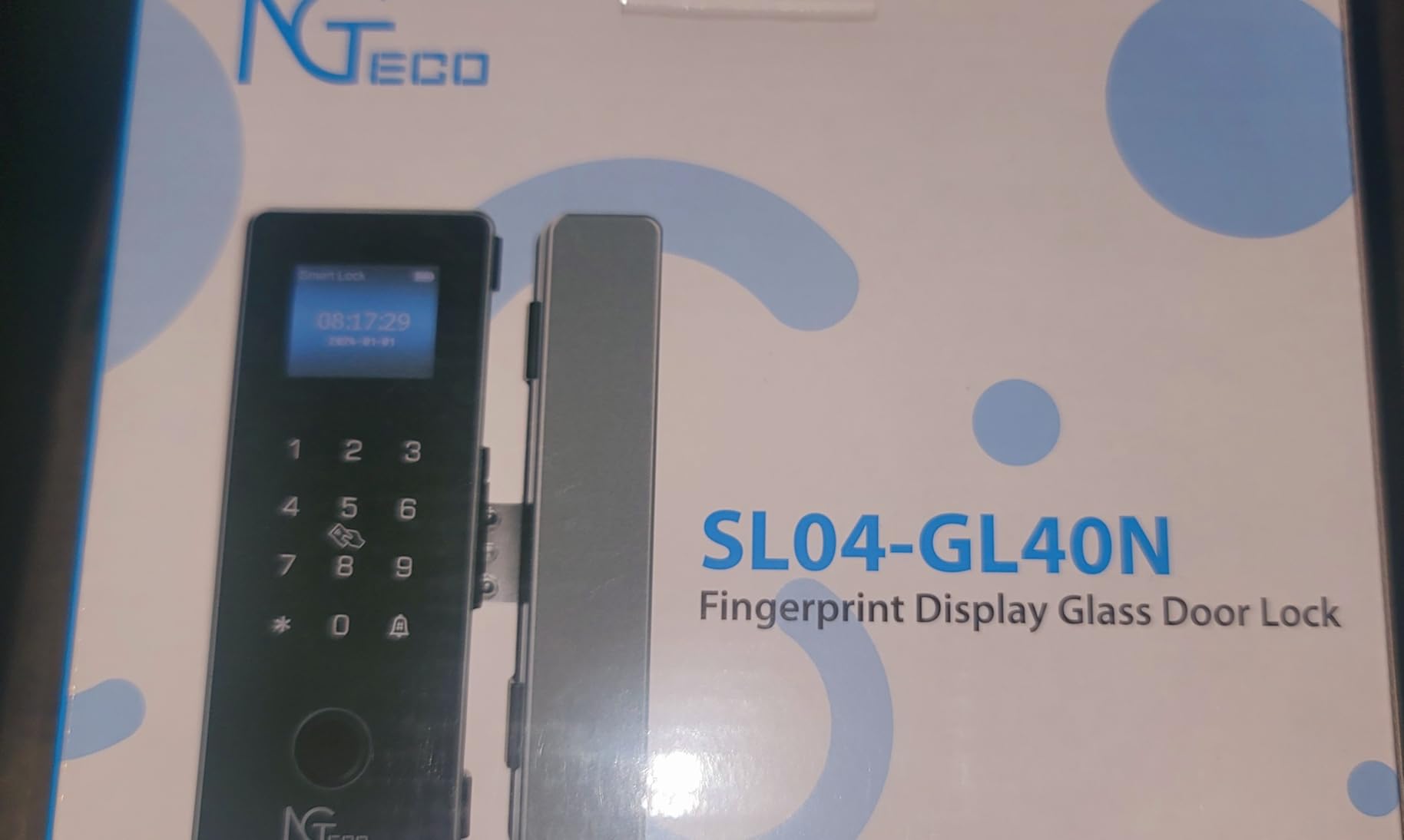 NGTeco Smart Glass Door Locks, 5 Unlock Ways Keyless Entry Gate Locks, Remote Control, Fingerprint, IC Card, Password, No Drill Door Locks for Home,Green House,Cabinet,Office customer photo 1