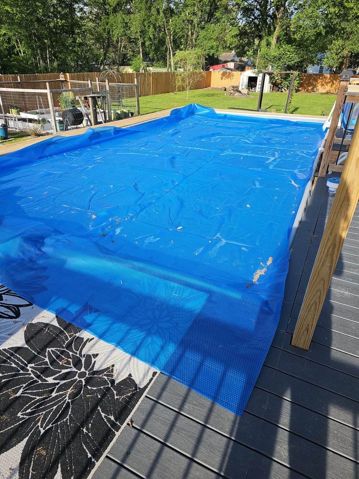 Goplus Solar Pool Cover, 12 x 24 FT Solar Blanket 12 Mil with Carrying Bag for In-Ground and Above-Ground Swimming Pools, Rectangle Hot Tub SPA Thermal Blanket, Blue Bubble customer photo 1