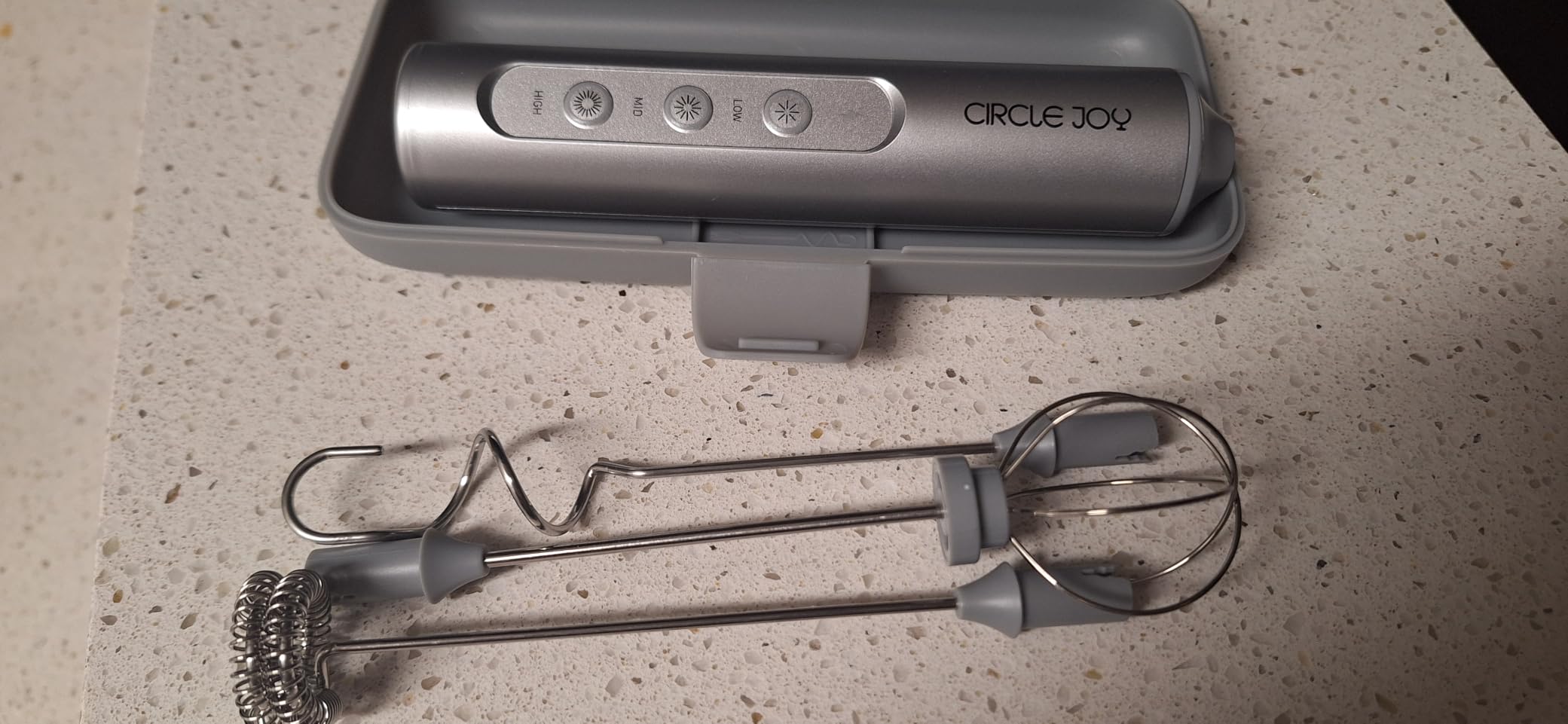 CIRCLE JOY Rechargeable Handheld Milk Frother Wand with Stand, 3 Variable Speeds, 3 Whisks and Storage Box, Electric Drink Mixer for Latte, Cappuccino, Hot Chocolate, Eggs and Protein Powder, Black customer photo 2