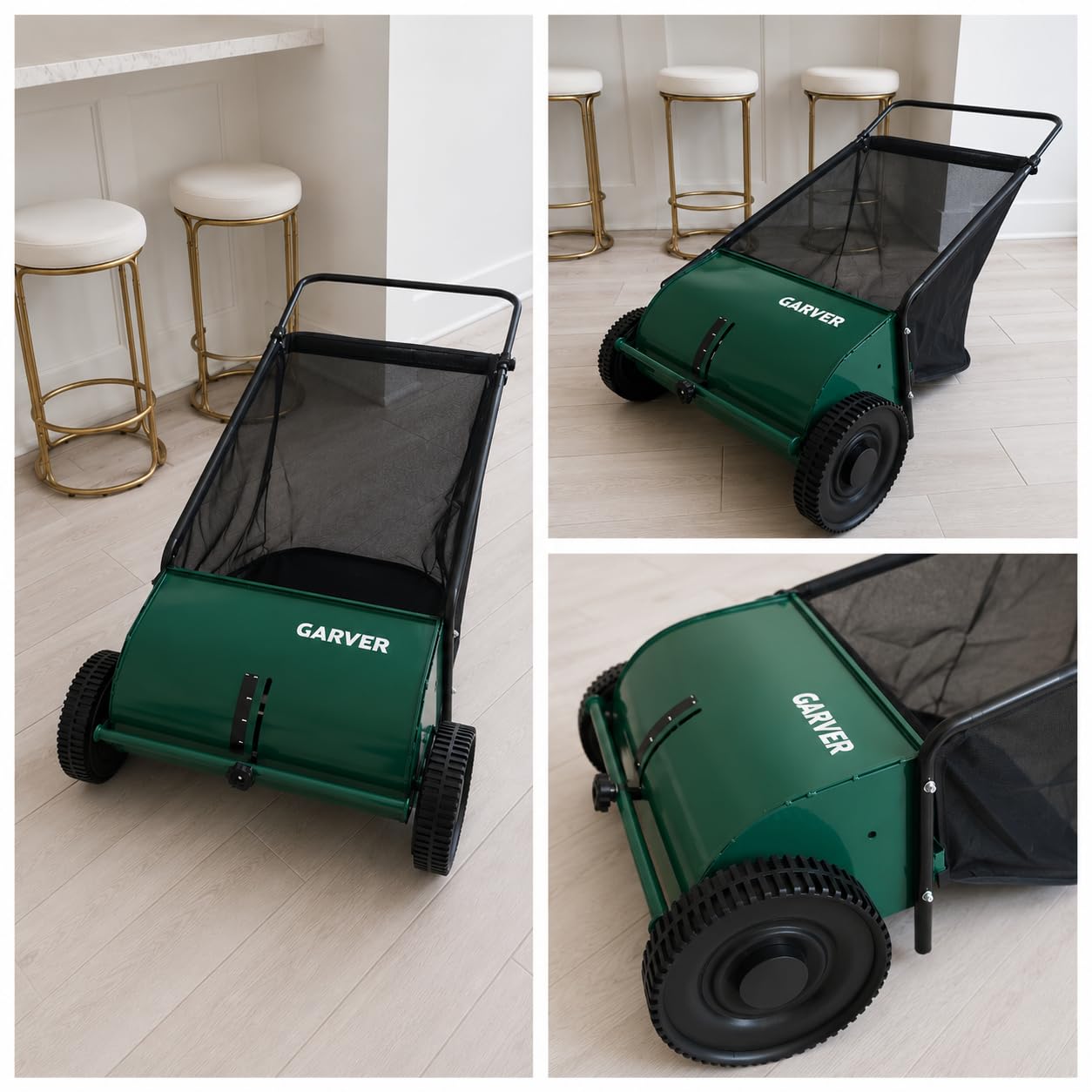 Garvee Push Lawn Sweeper,21-Inch Width Enhanced 4-Brush System with Large 3.5 cu. ft. Hopper Bag, Ideal for Yard and Garden Cleanup, Green customer photo 2