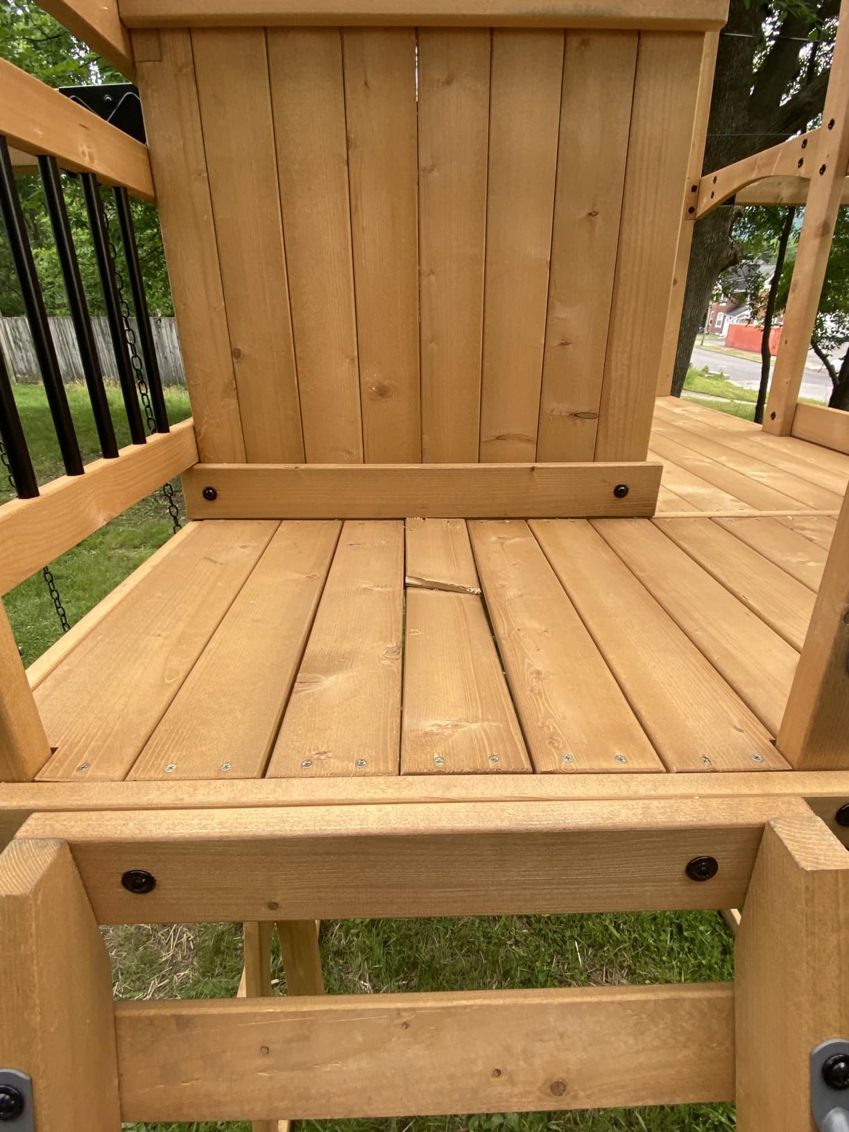 Backyard Discovery Dover Bay Spruce Wood Swing Set with Spiral Tube Slide, Wave Slide, Clubhouse, Rock Wall, Belt Swings, Step Ladder, Toy Telescope, Chalkboard, Outdoor Playset customer photo 1