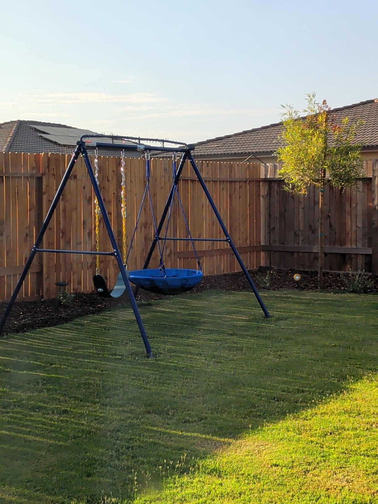 2-in-1 Swing Set with Double-Bar Steel Frame for Kids Garden Patio Outdoor customer photo 1