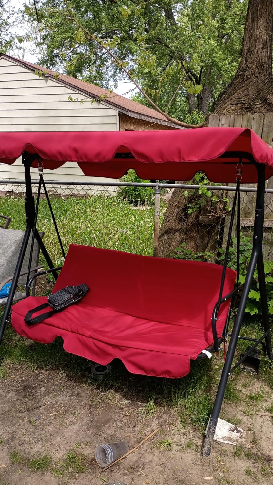 Murago 3-Seat Patio Swing Chair, Outdoor Porch Swing with Adjustable Canopy customer photo 2